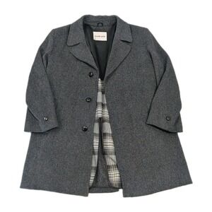 Vintage Wool Plaid Lined Overcoat Quiet Luxury Adams Row USA Made Size 44
